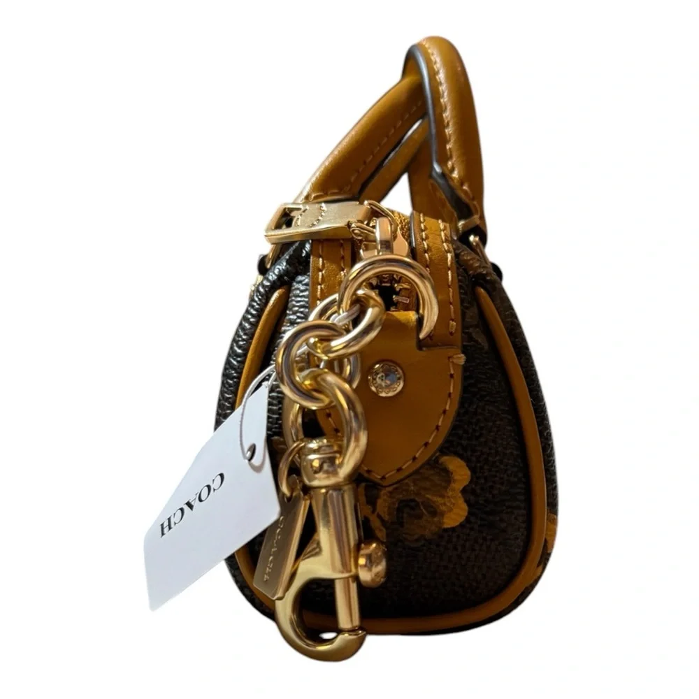 Coach Mini Rowan Bag Charm in Signature Canvas with Floral Print, NWT - Picture 3 of 9